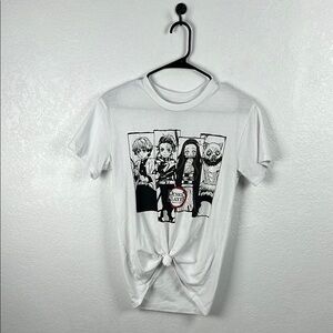 Demon Slayer Women’s White Graphic T-Shirt with Anime Characters Street Wear